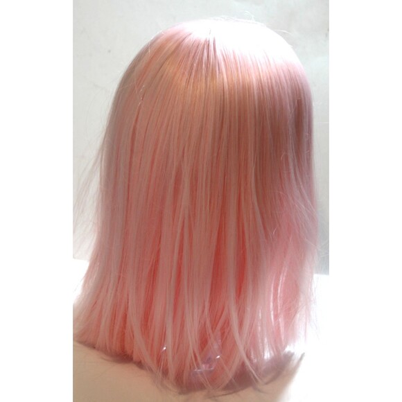 Womens Pink Short Straight Med Bob Wig Hair Party Synthetic Cosplay Lace Front - Picture 2 of 10
